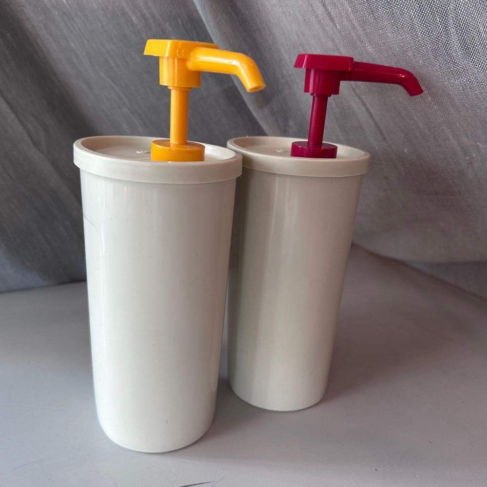 Vintage Tupperware Ketchup & Mustard Picnic Dispensers